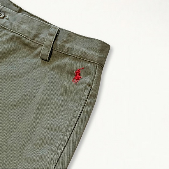 Vintage 1990s 90s Ralph Lauren Sport Cotton High-Waisted Chino Short Olive Green - Picture 4 of 12